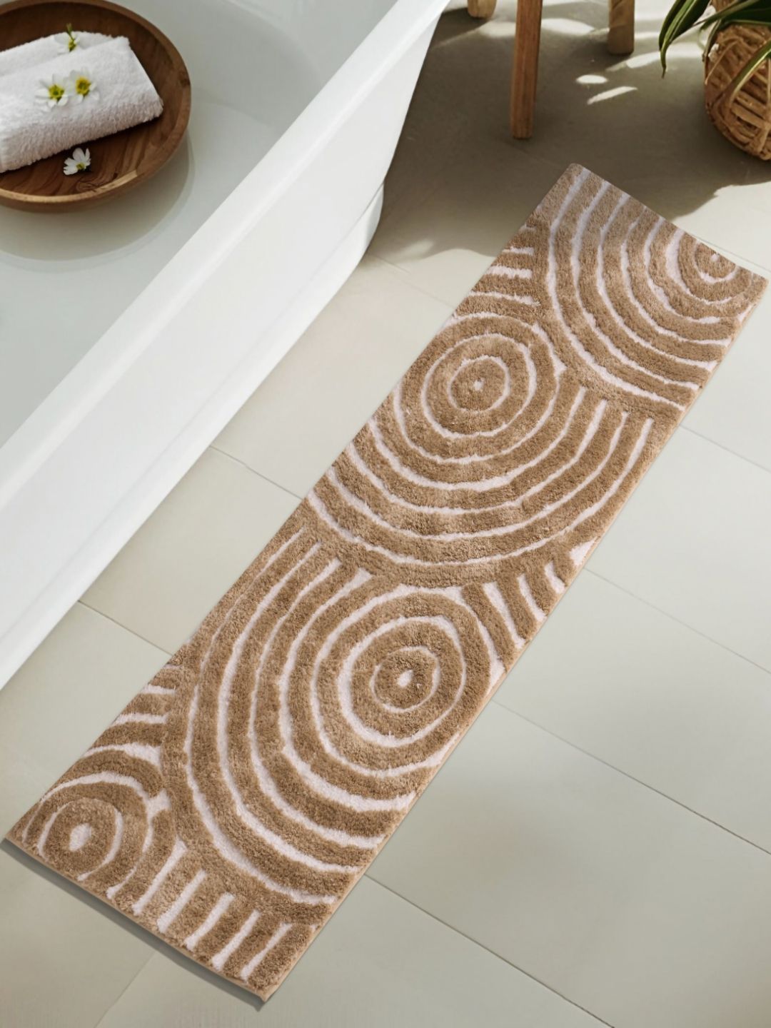 Home Centre Senegal Beige & White Self-Designed Anti-Slip Bath Runner-image-34