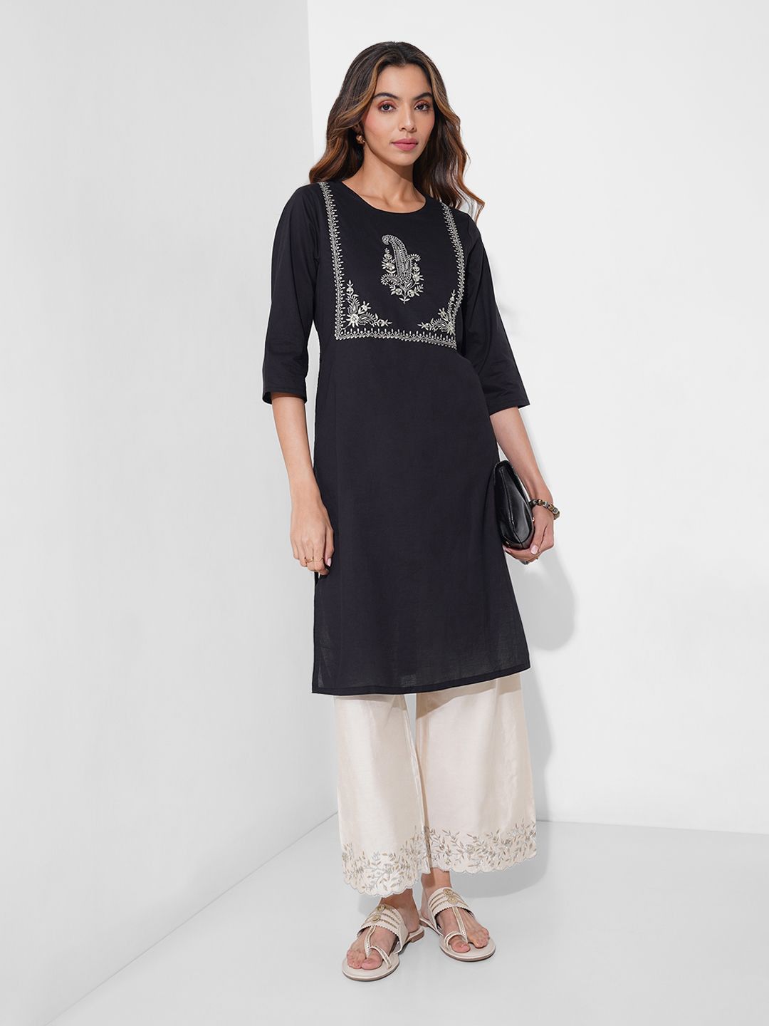 RANGMANCH BY PANTALOONS Women Embroidered Pure Cotton Thread Work Kurta-picture-36