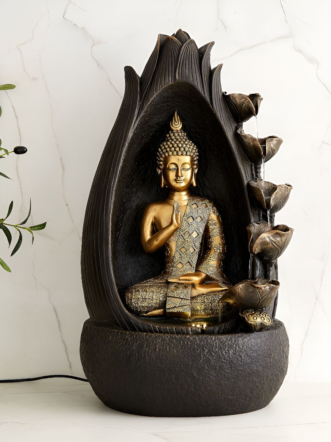 Home Centre Alpine Modern Grey Textured Buddha Water Fountain-image-47