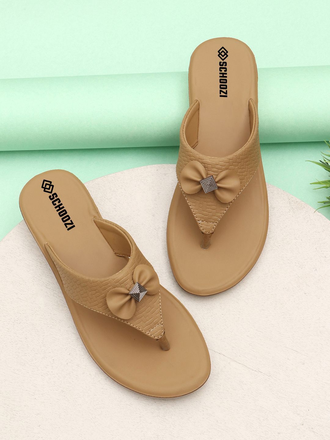 SCHOOZI Women Textured Wedge Sandals With Bows-image-17
