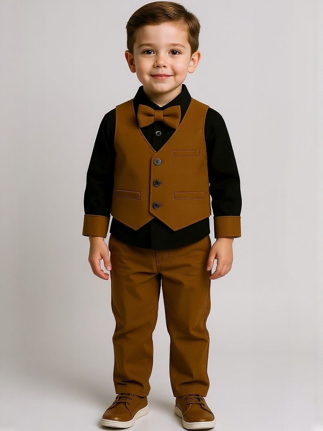 TOGEPI Boys Shirt & Trousers With Waistcoat & Bow Tie-picture-15
