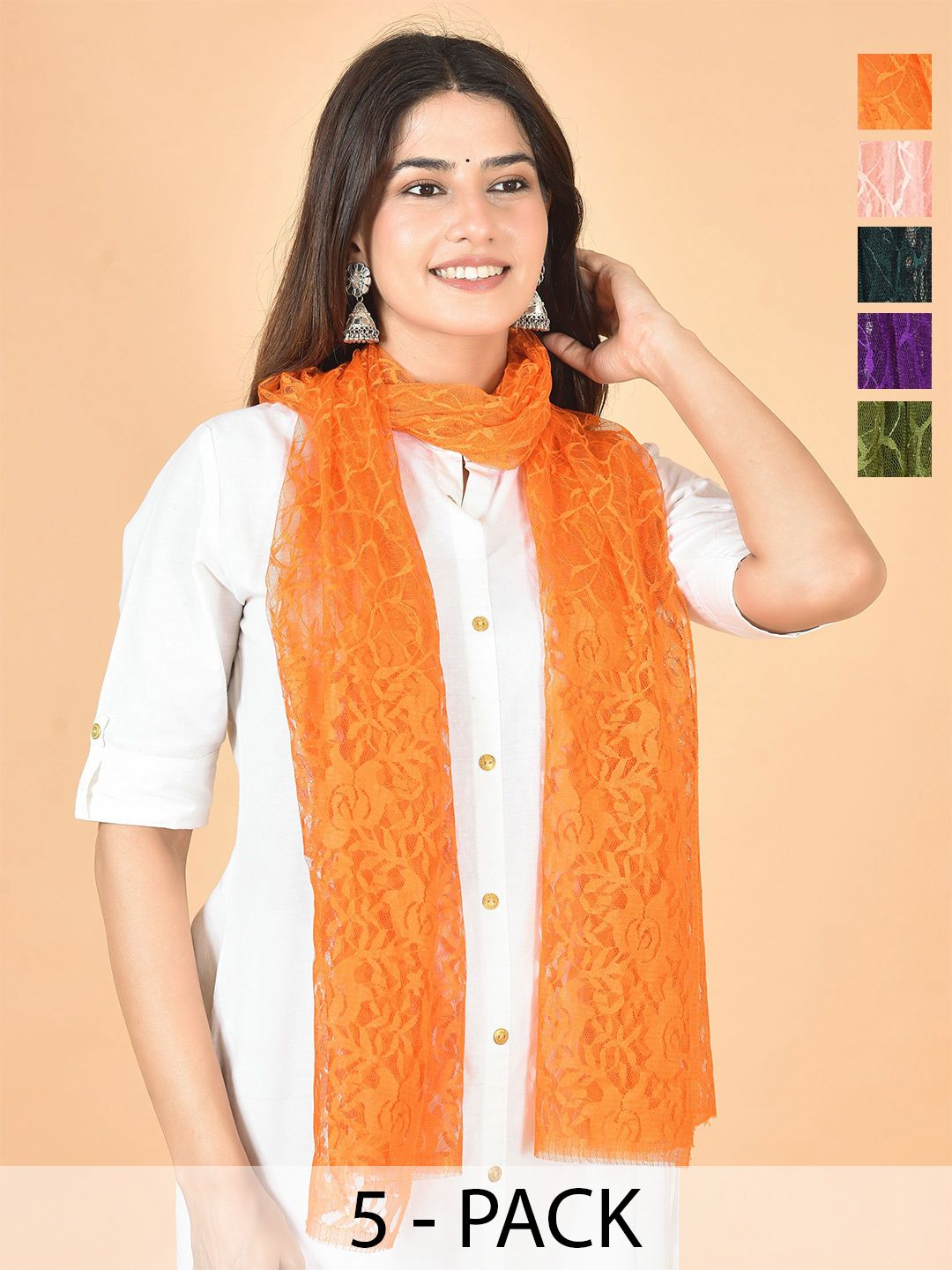 Nakoda Creation Selection Of 5 Floral Self Design Net Dupattas-picture-31