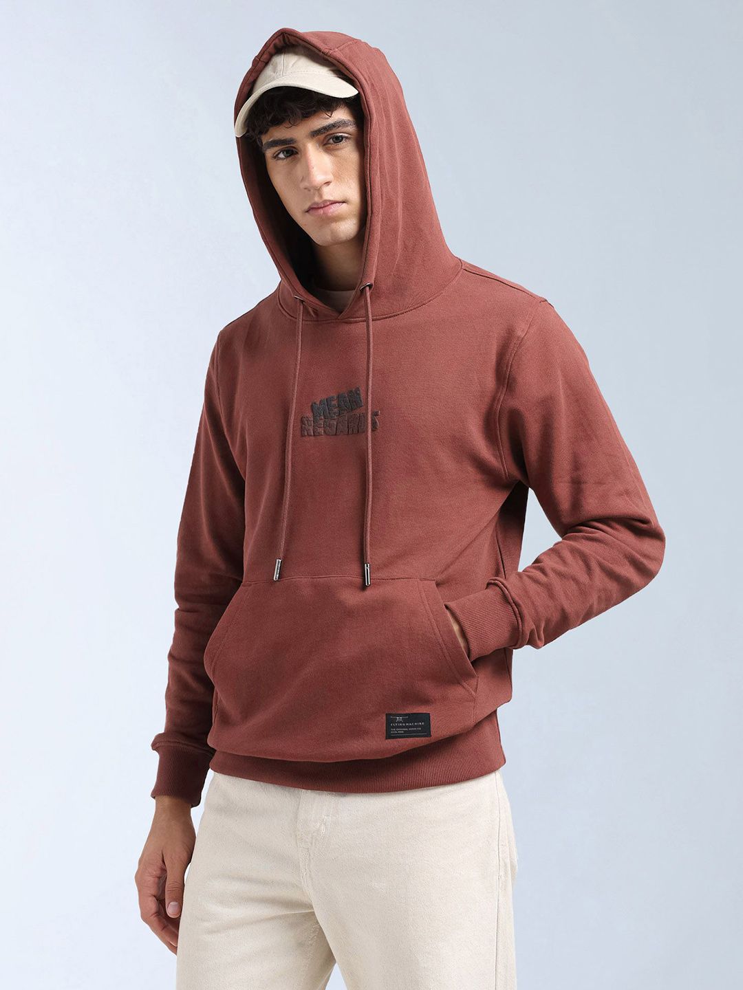 Flying Machine Men Typography Hooded Long Sleeves Cotton Pullover Sweatshirt-picture-20