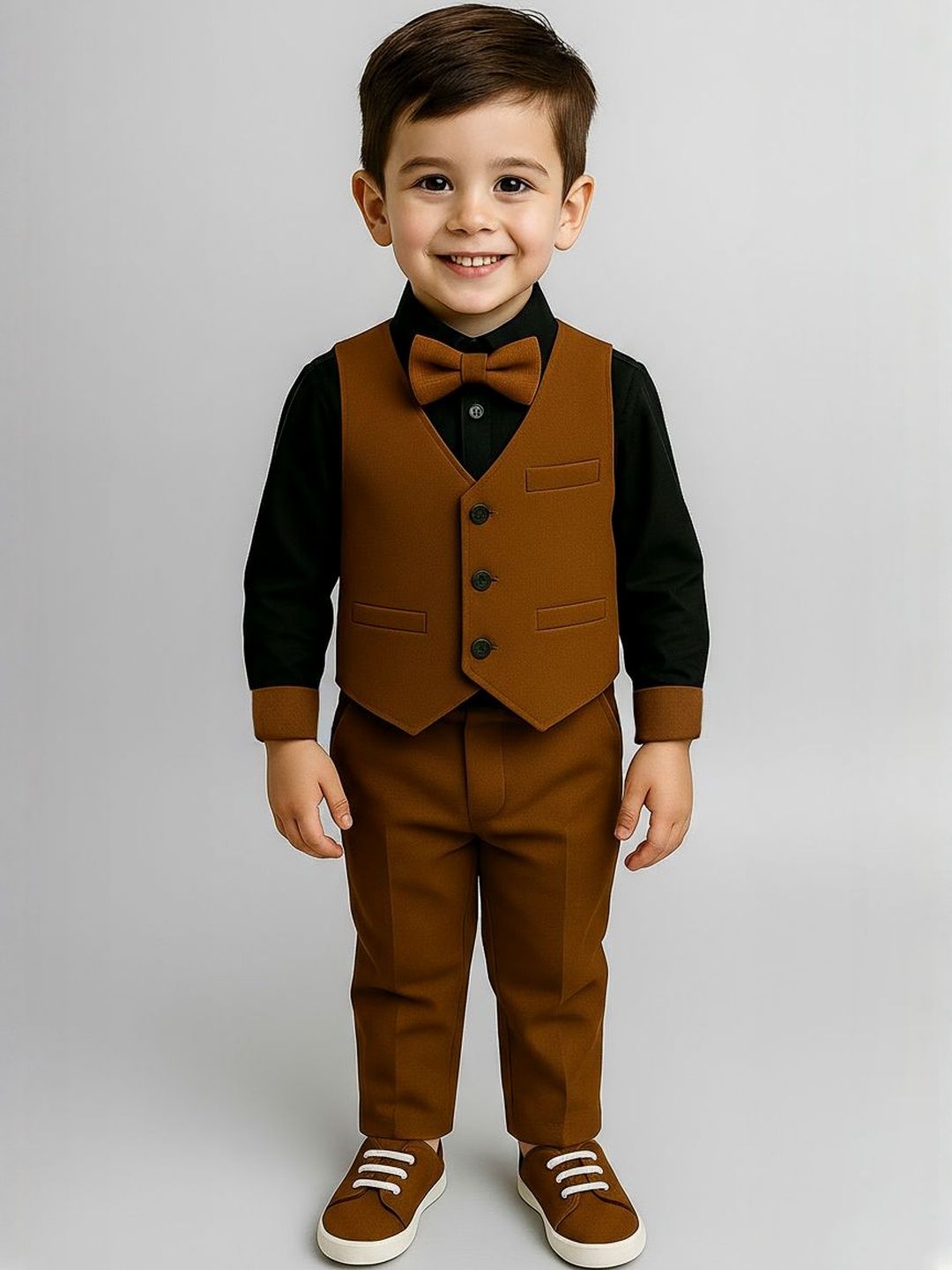 TOGEPI Boys Cotton Blend Shirt & Trousers with Waistcoat-picture-21