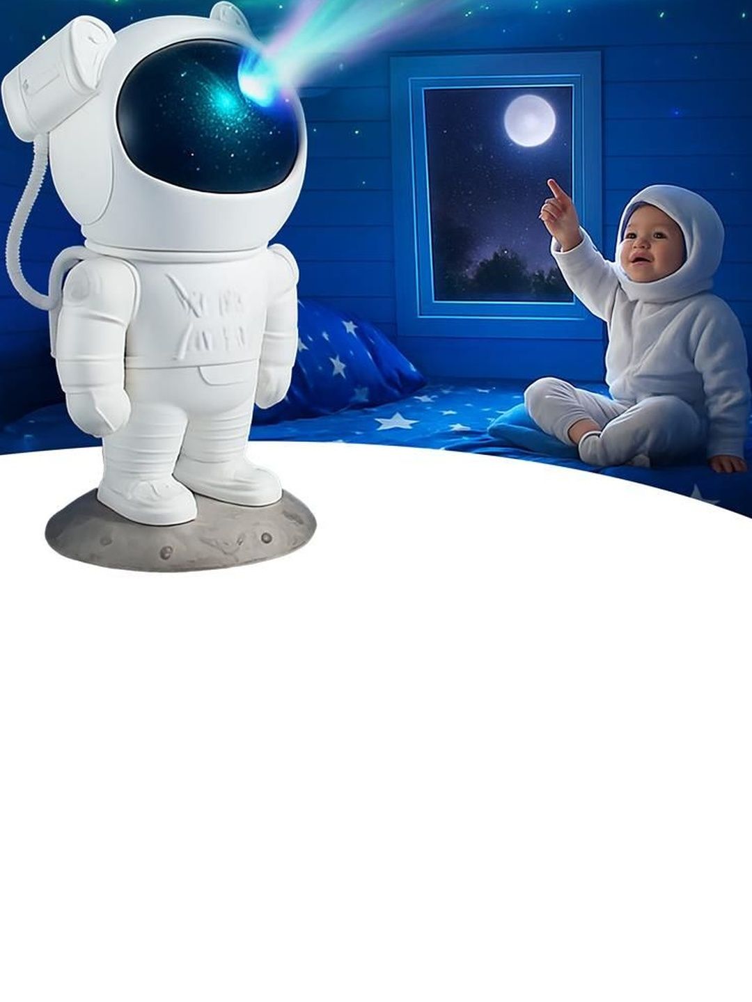 HINDCRAFT White Astronaut Galaxy Projector 360deg Rotation Light Lamp-image-16