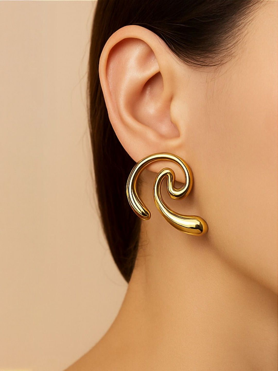 Nui Stainless Steel Gold-Plated Contemporary Studs-picture-31