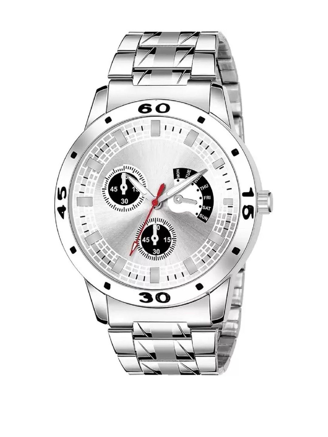 LAKSH Unisex Silver-Toned Round Dial & Stainless Steel Straps Analogue Watch-picture-28