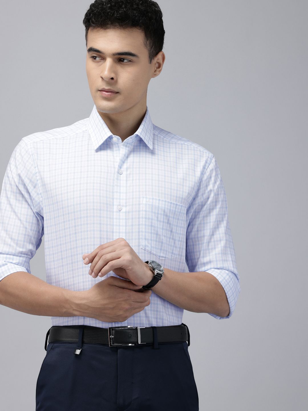 Arrow Manhattan Slim Fit Checked Pure Cotton Formal Shirt-picture-19