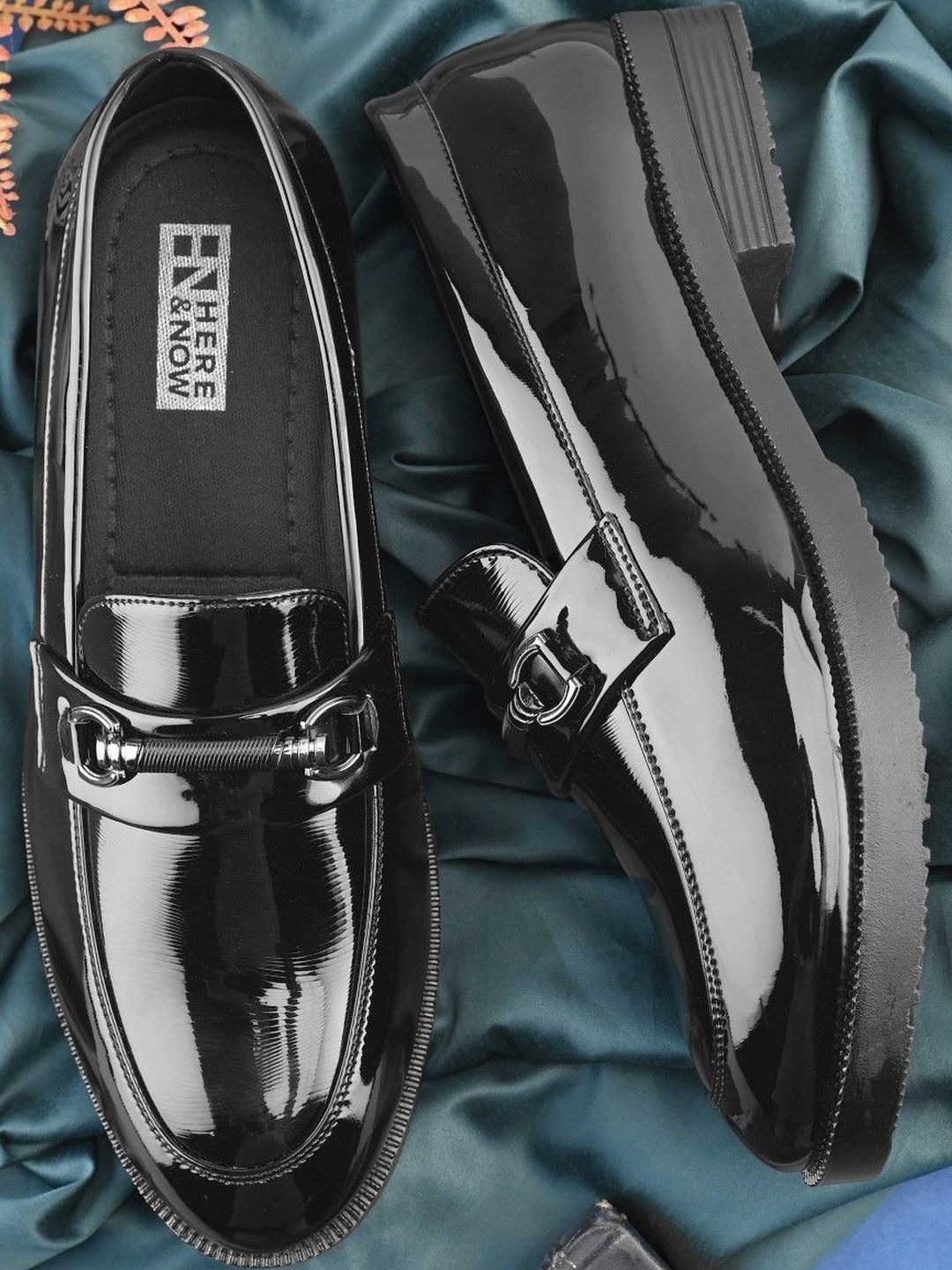 HERE&NOW Men Black Solid Leatherette Petant Formal Loafers Shoes-image-45