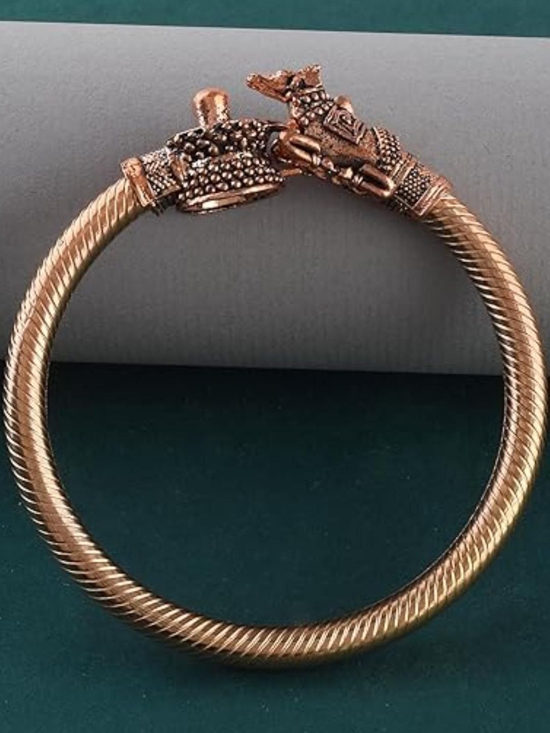 Missmister Unisex Brass Antique Copper-Plated Kada Bracelet-picture-40