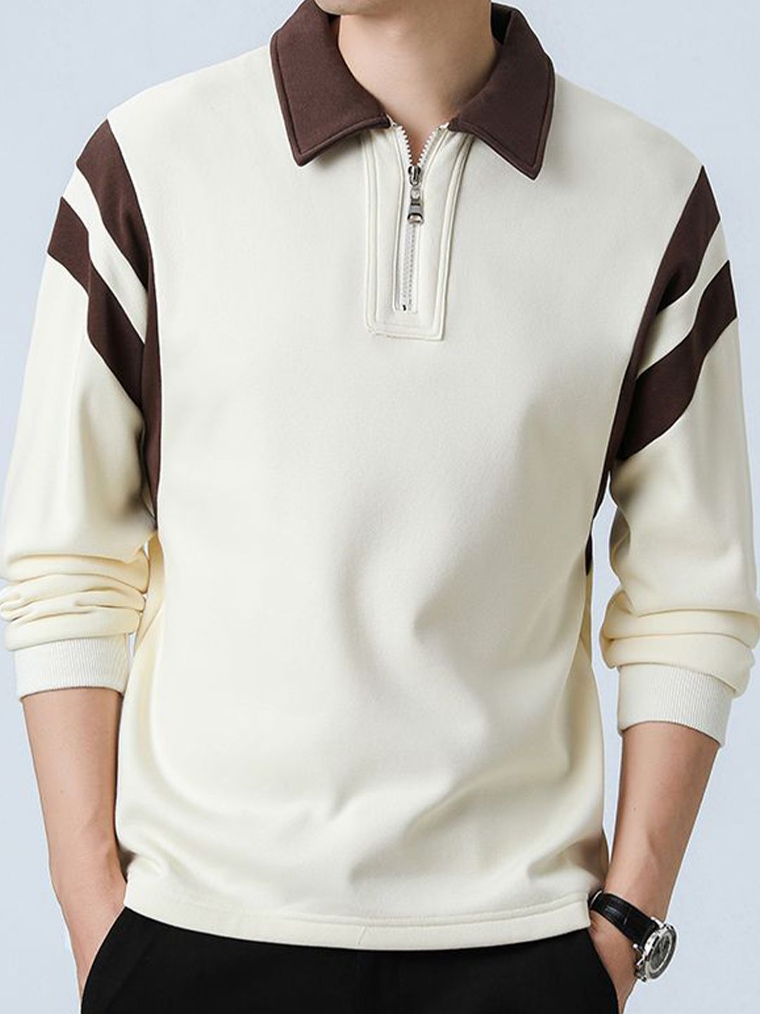StyleCast x Revolte Men Shirt Collar Pullover Sweatshirt-picture-21