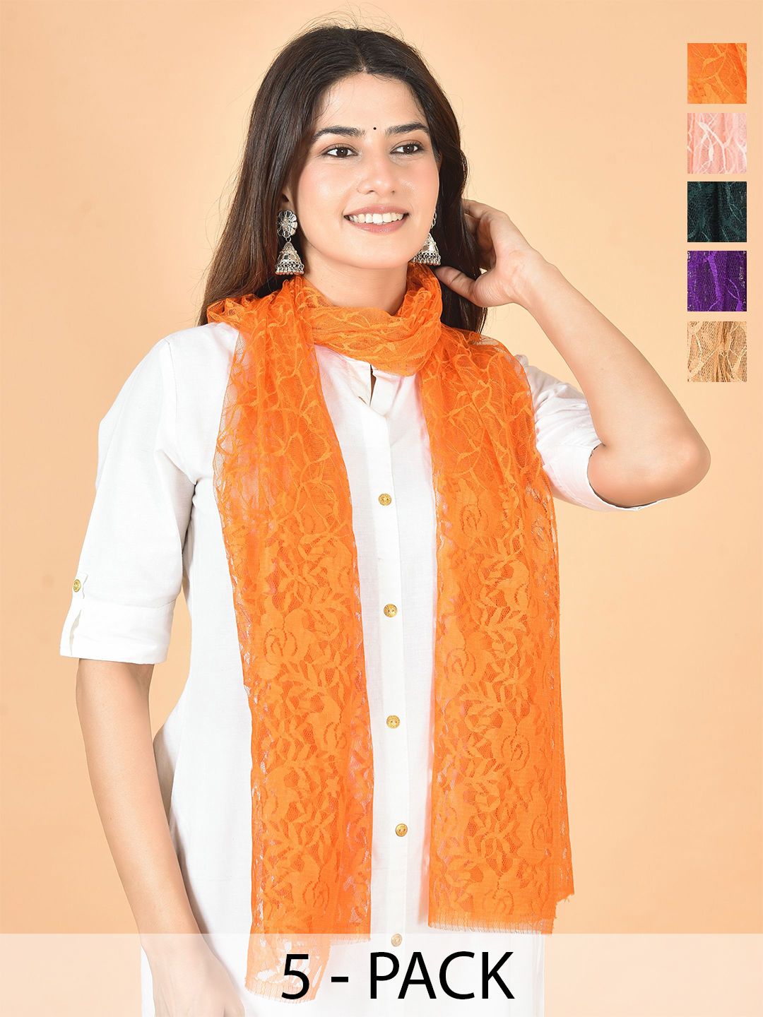 Nakoda Creation Selection Of 5 Floral Woven Design Net Dupattas-picture-36