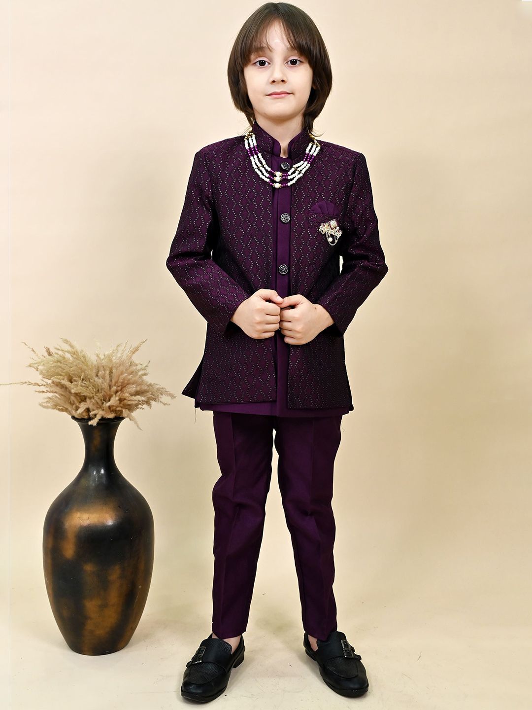 BT DEZINES Boys Embroidered Thread Work Mandarin Collar Sherwani Set-picture-11
