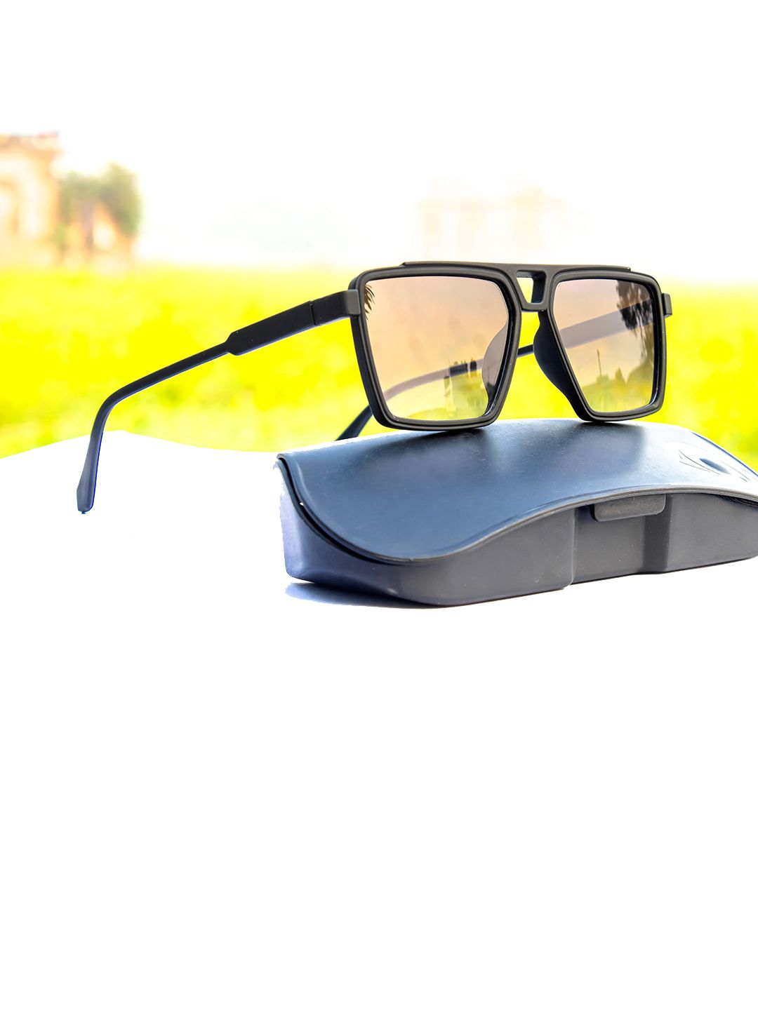 Jiebo Men Black Lens & Black Square Sunglasses with-image-29