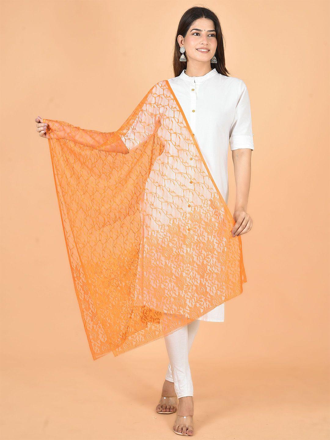 Nakoda Creation Floral Self Design Net Dupatta-picture-5