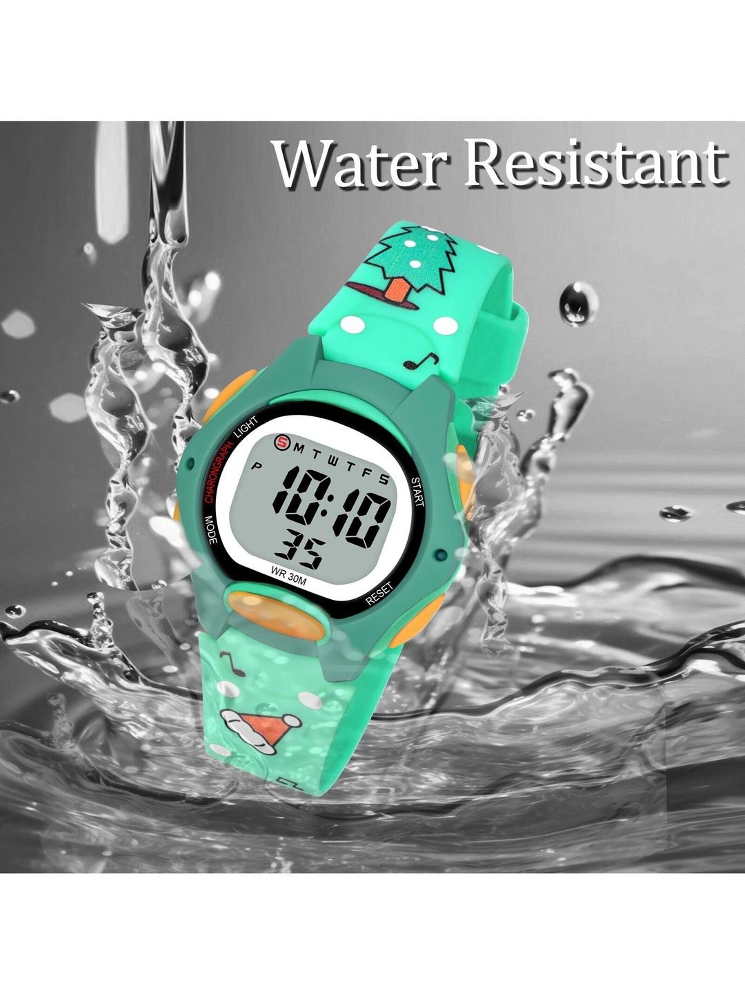 Otage Kids Patterned Dial & Textured Straps Digital Multi Function Watch 8207 LightGreen1-image-4