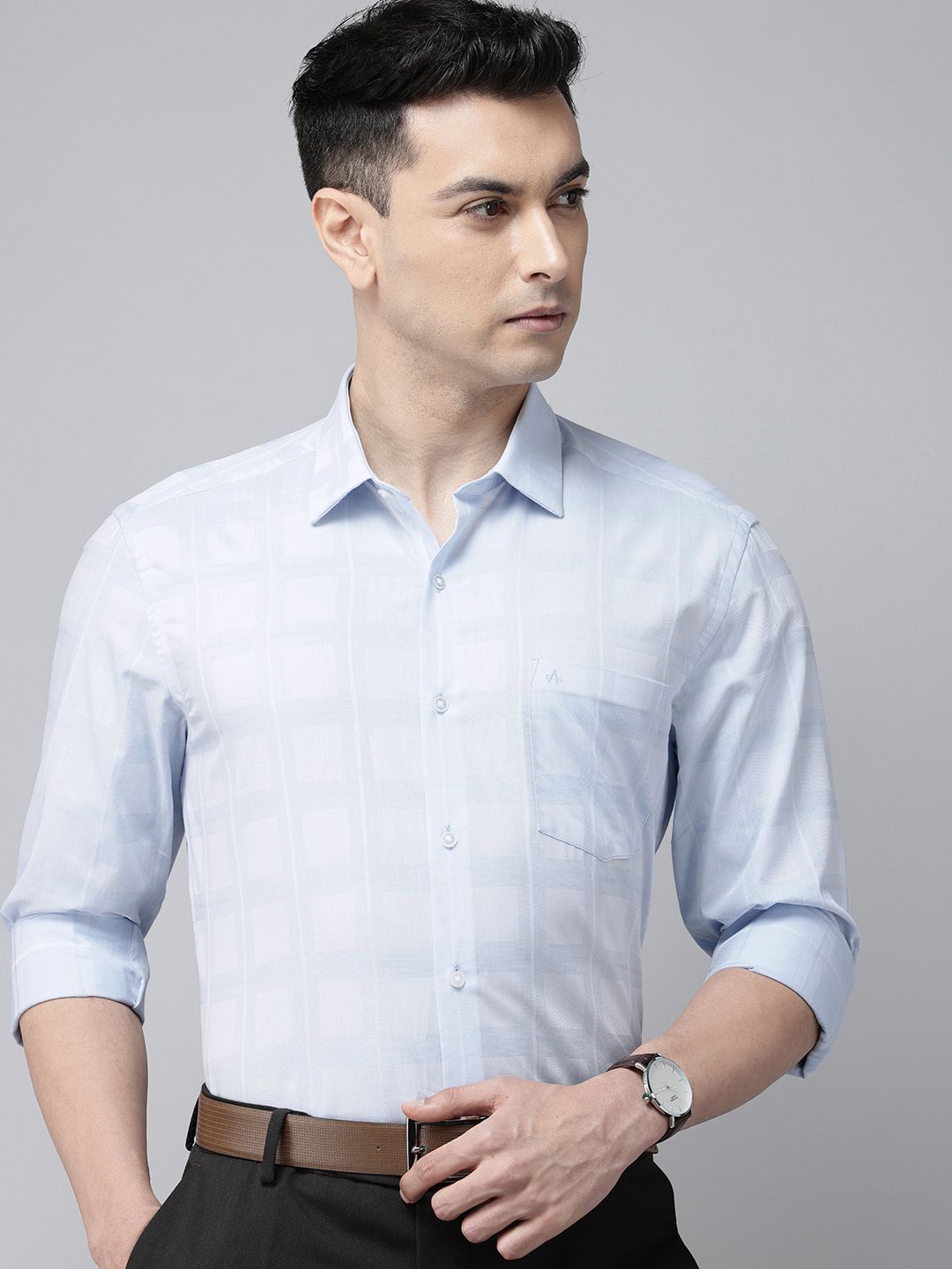 Arrow Men Manhattan Slim Fit Checked Pure Cotton Formal Shirt-picture-31