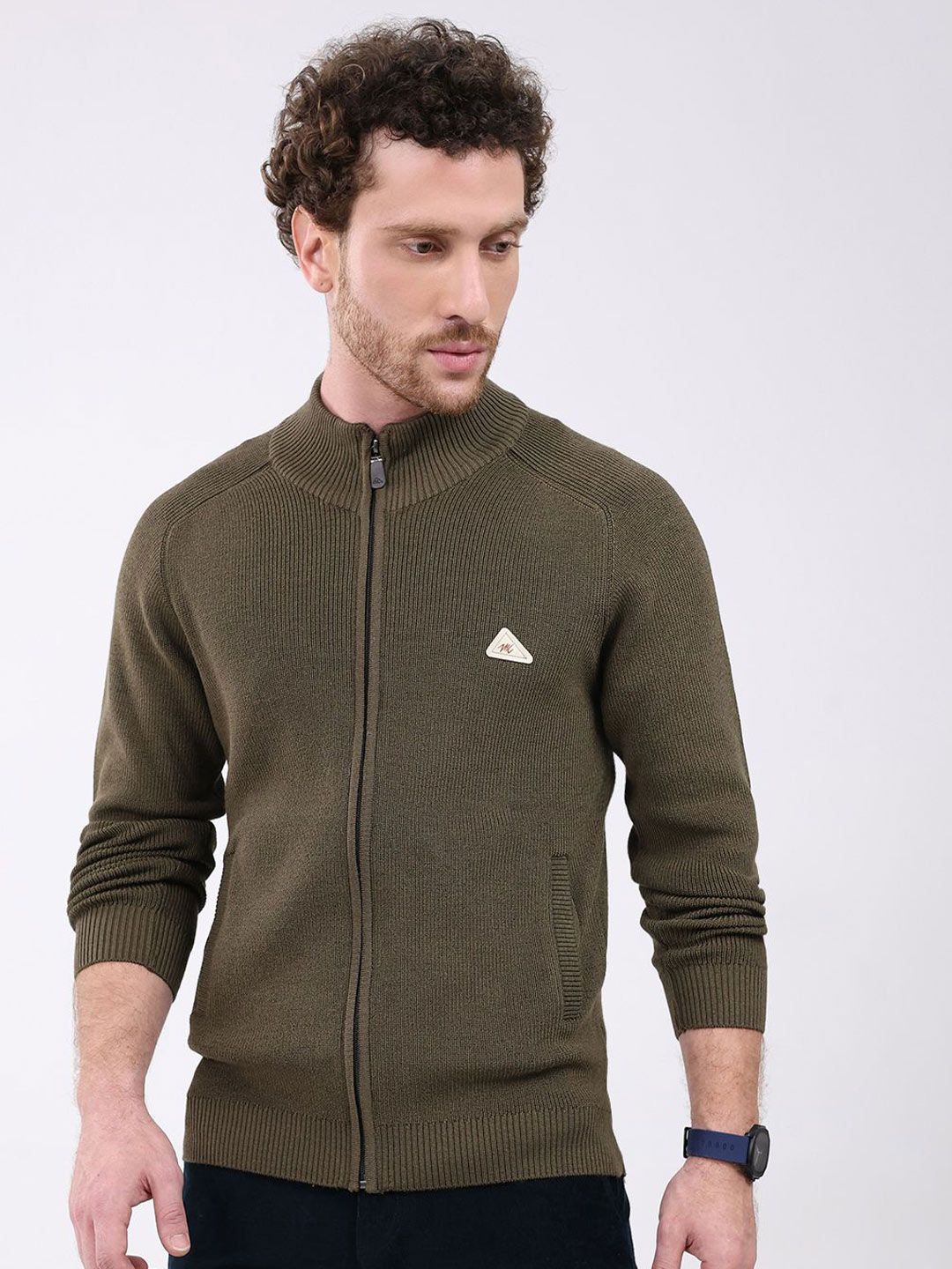 Monte Carlo Men Mock Neck Full Sleeve Zip Cardigan-image-33