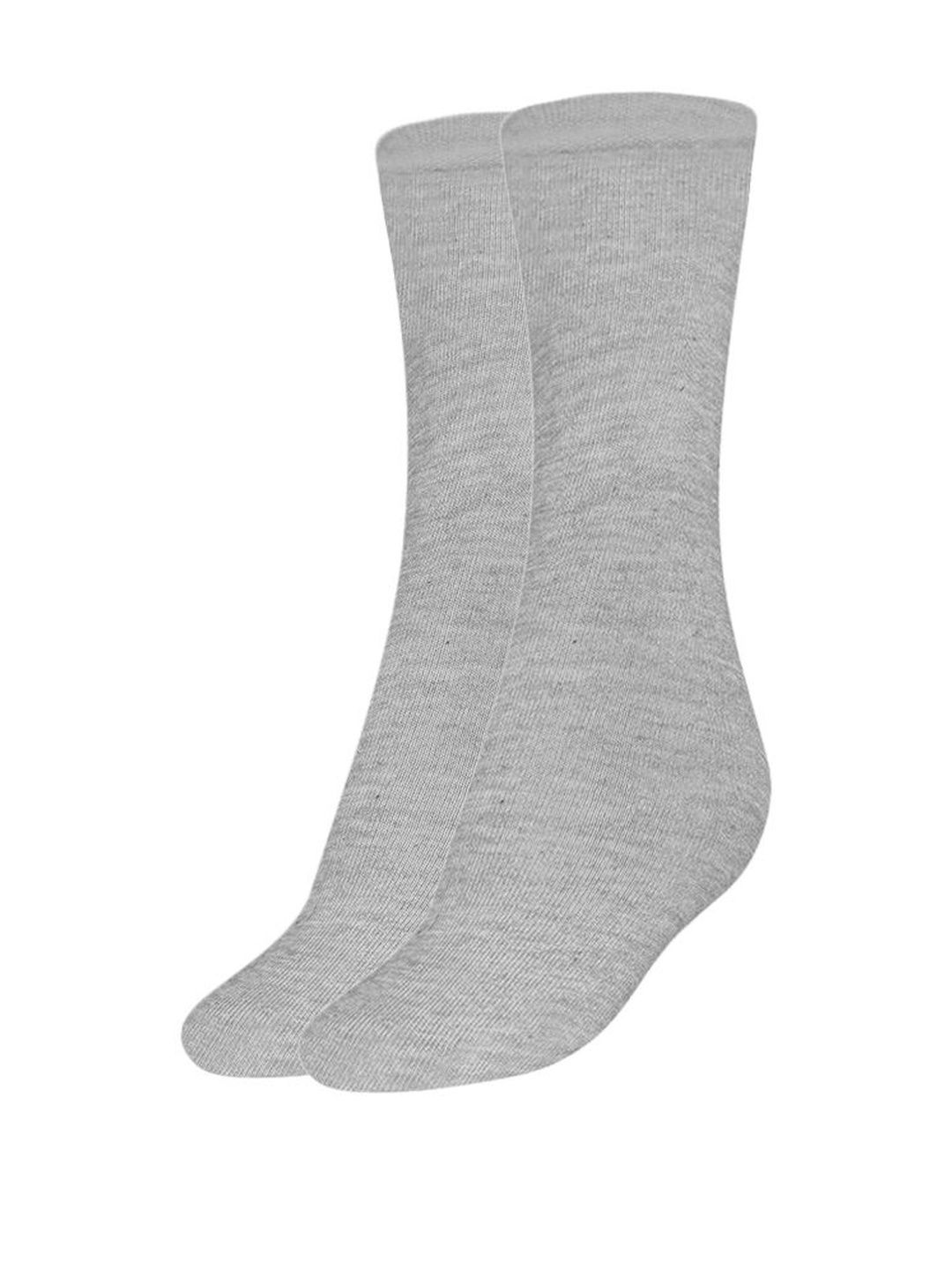 MUKHAKSH Boys Set Of 10 Grey Melange Solid Cotton Calf Length Socks-picture-56