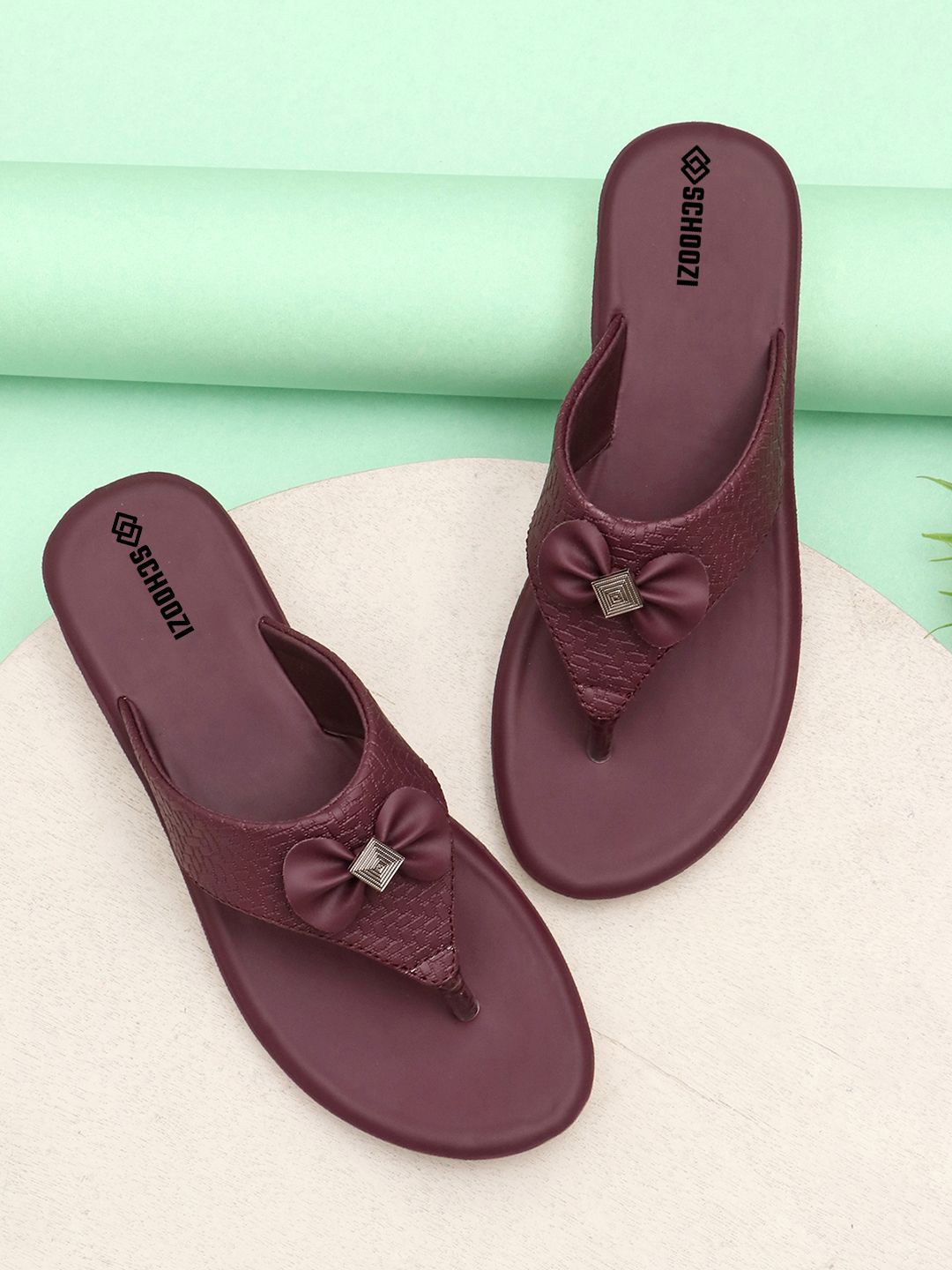 SCHOOZI Women Textured One Toe Flats-picture-23