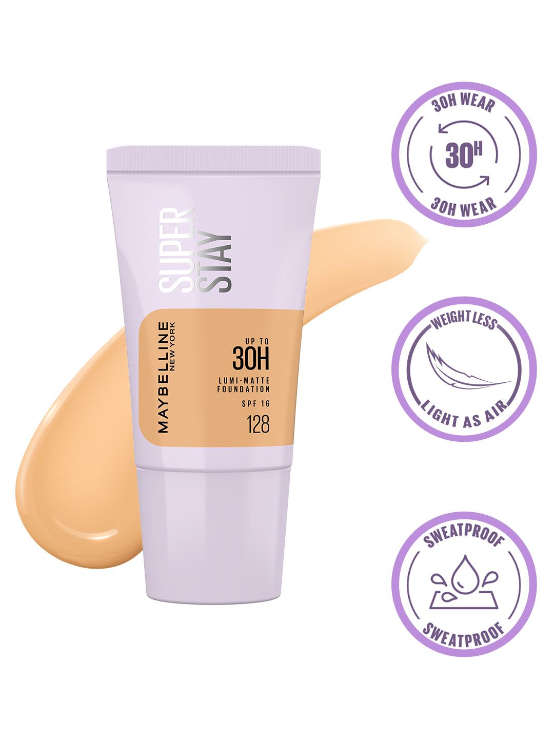 Maybelline New York Super Stay Lumi Matte SPF 16 Liquid Foundation 18g - 128