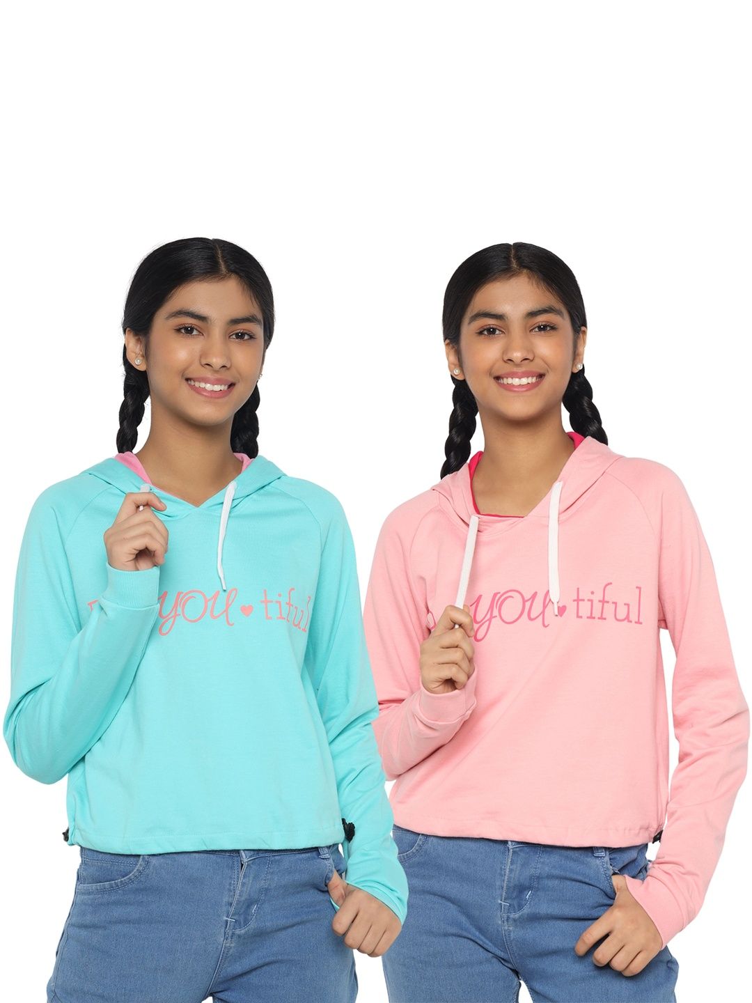 TotzTouch Girls Pack Of 2 Printed Hooded Sweatshirt-picture-20