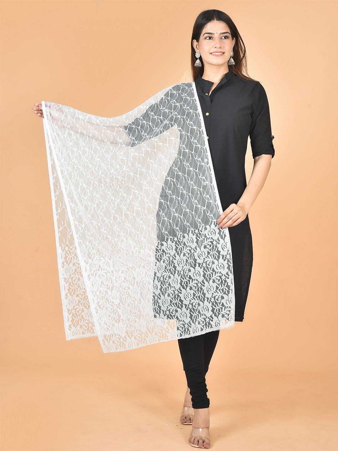 Nakoda Creation Floral Woven Design Net Dupatta-picture-12