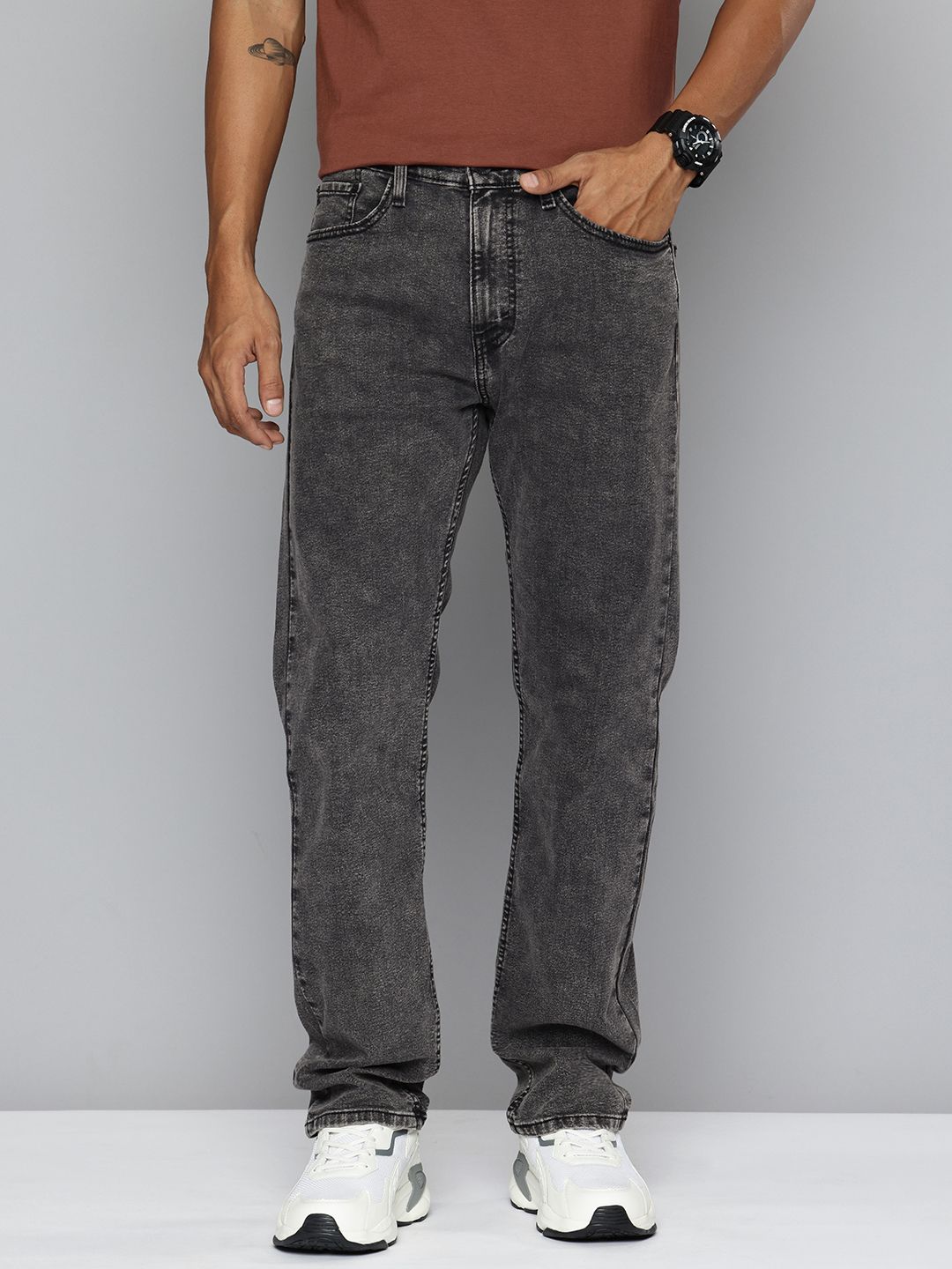 Levis Men 505 Straight Fit Heavy Fade Stretchable Jeans-picture-41