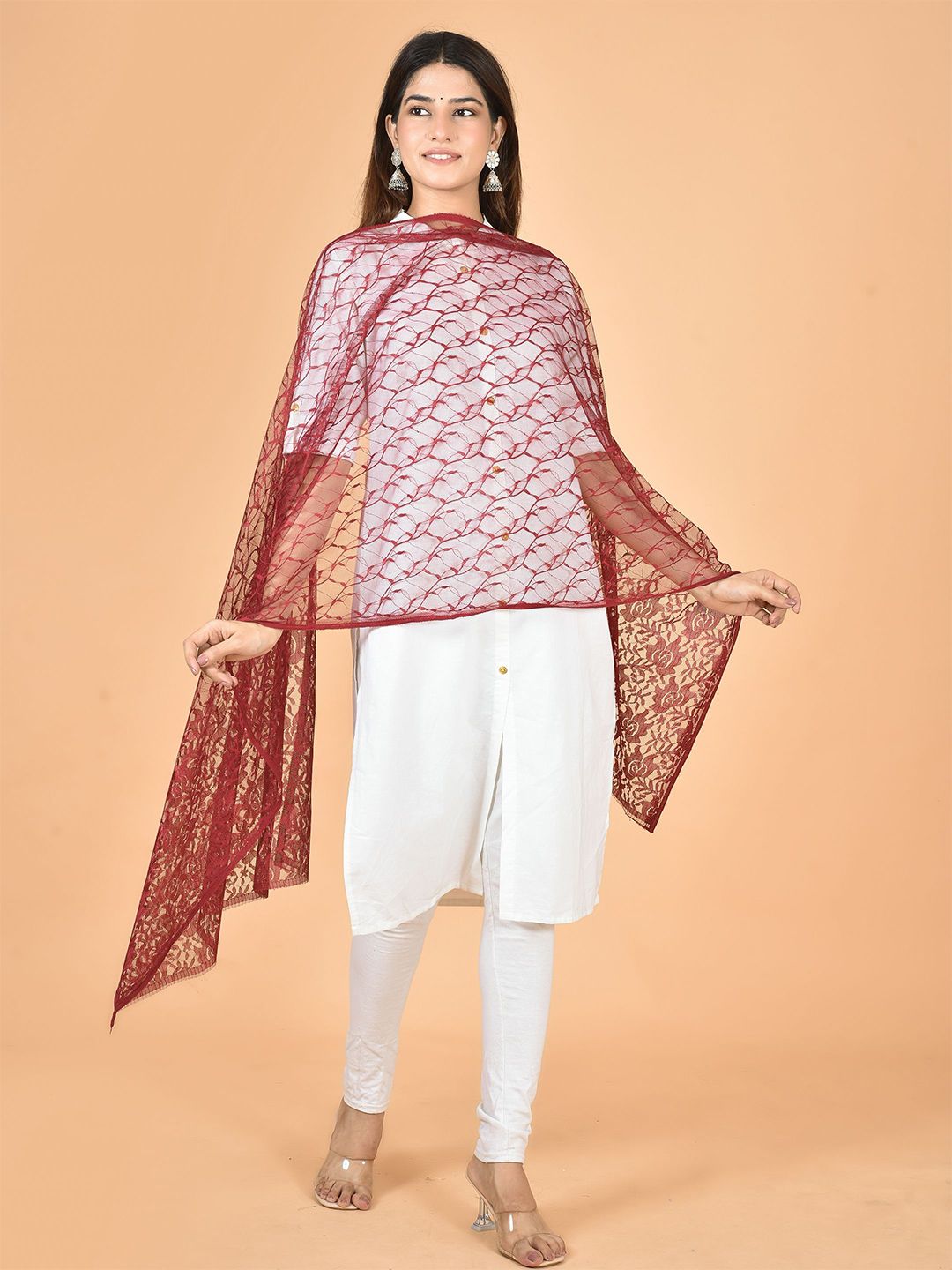 Nakoda Creation Floral Woven Design Net Dupatta-picture-11