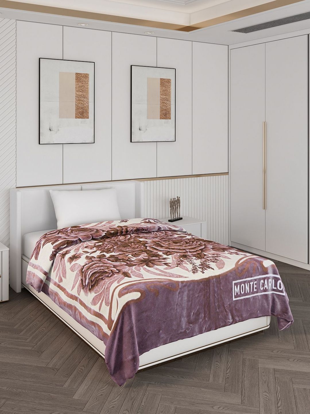 Monte Carlo Brown & White Printed 1000 GSM Heavy Winter Single Bed Blanket-image-46