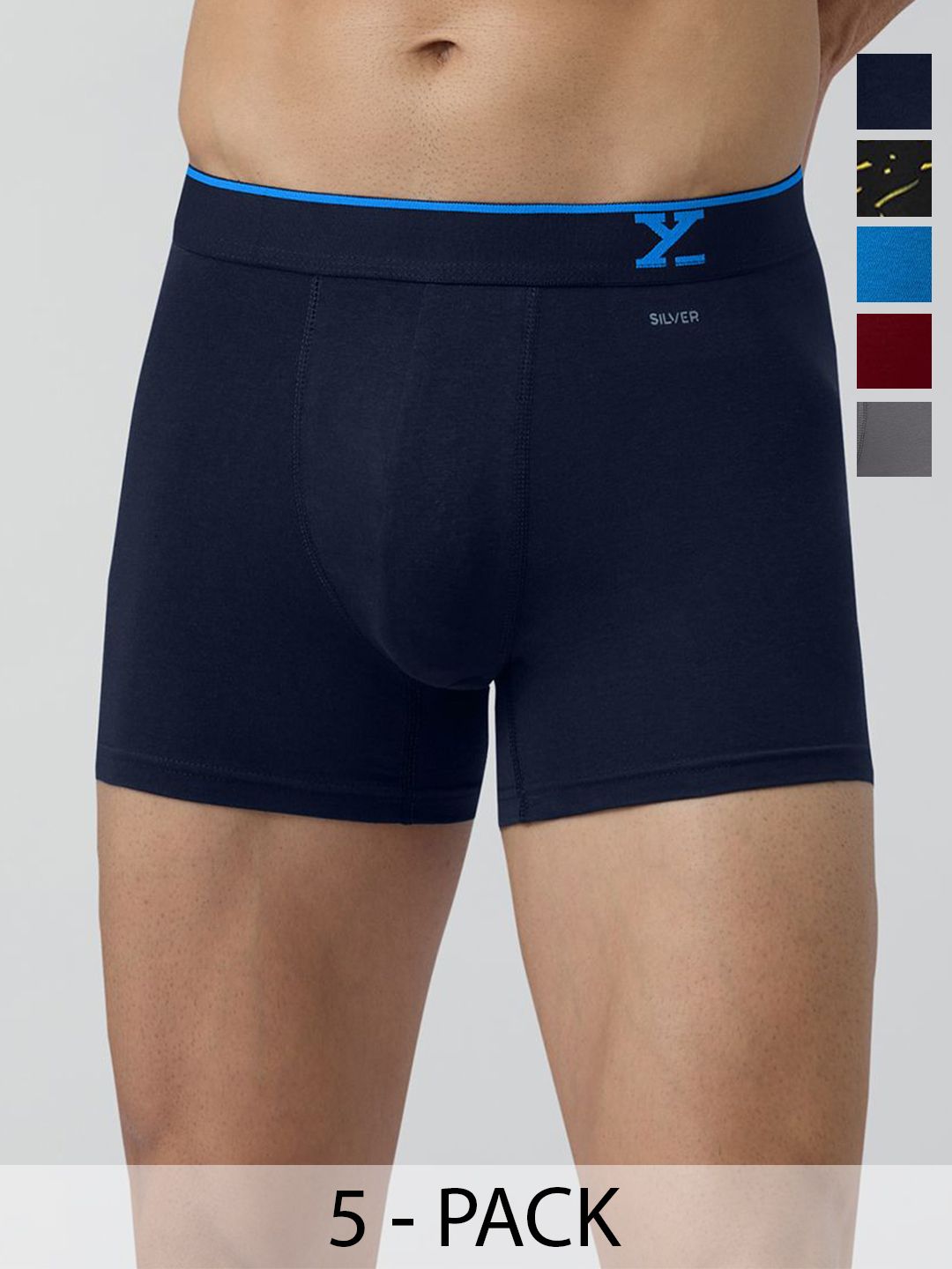 XYXX Men Pack Of 5 Solid Super Combed Cotton Trunks XYTRNK5PCKN618-picture-15