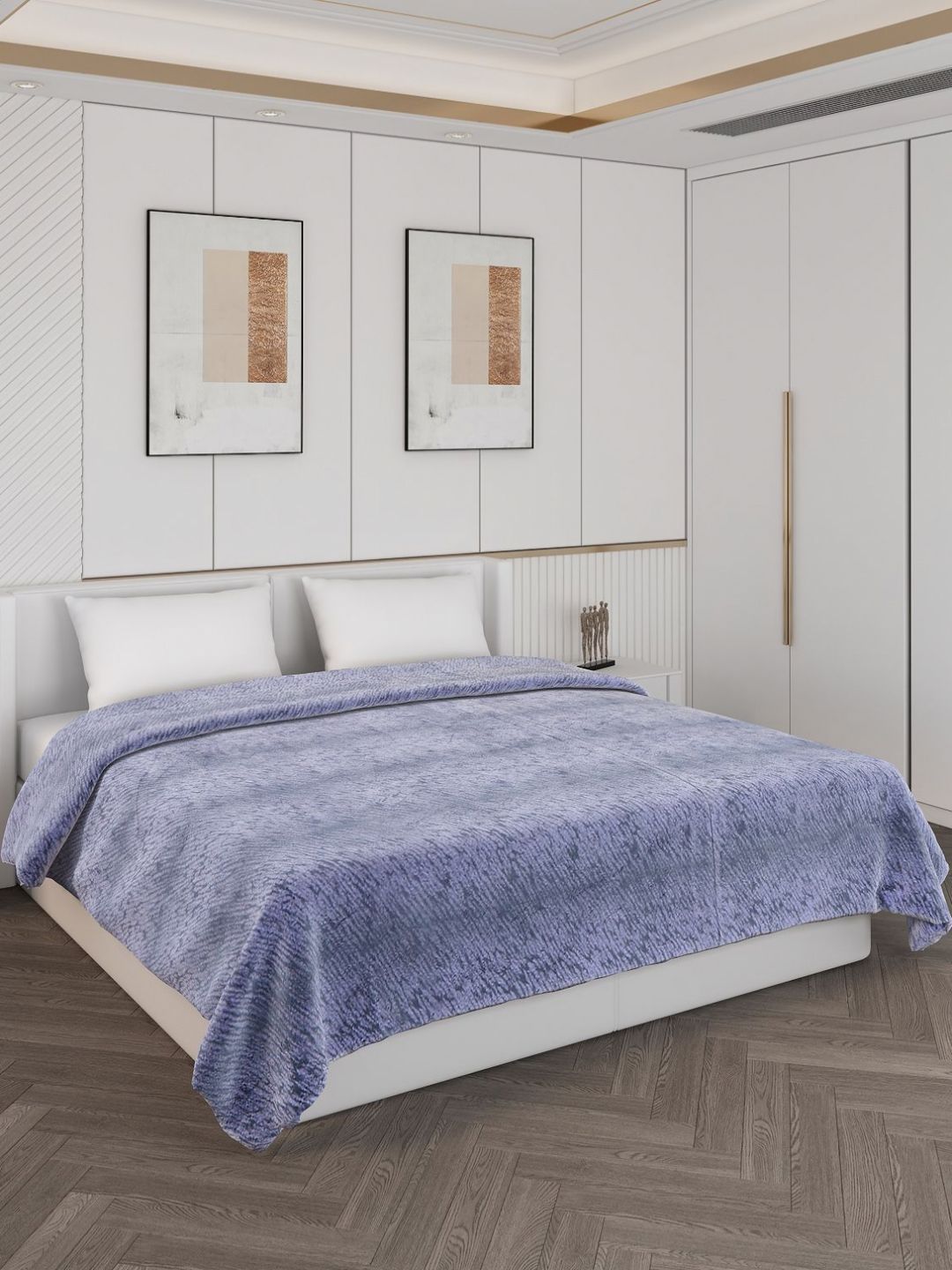 Monte Carlo Grey & White Printed 850 GSM Heavy Winter Double Bed Blanket-picture-37