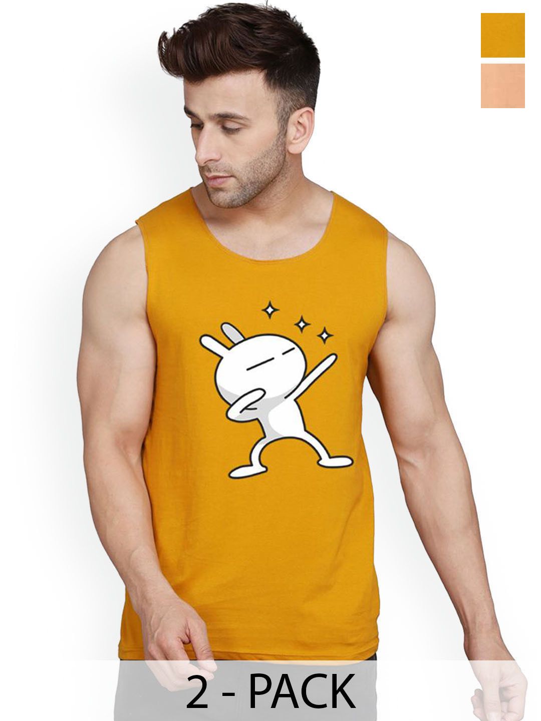 SLOWLORIS Men Pack of 2 Colourblocked Round Neck Sleeveless Cotton Tank Innerwear Vests-picture-12