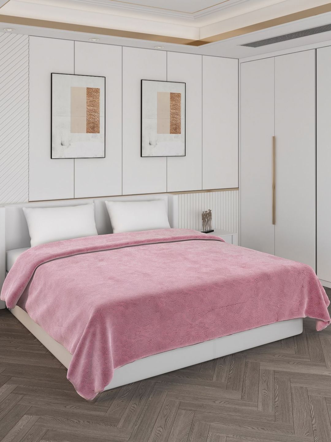 Monte Carlo Pink & White Printed 1000 GSM Heavy Winter Double Bed Blanket-picture-12