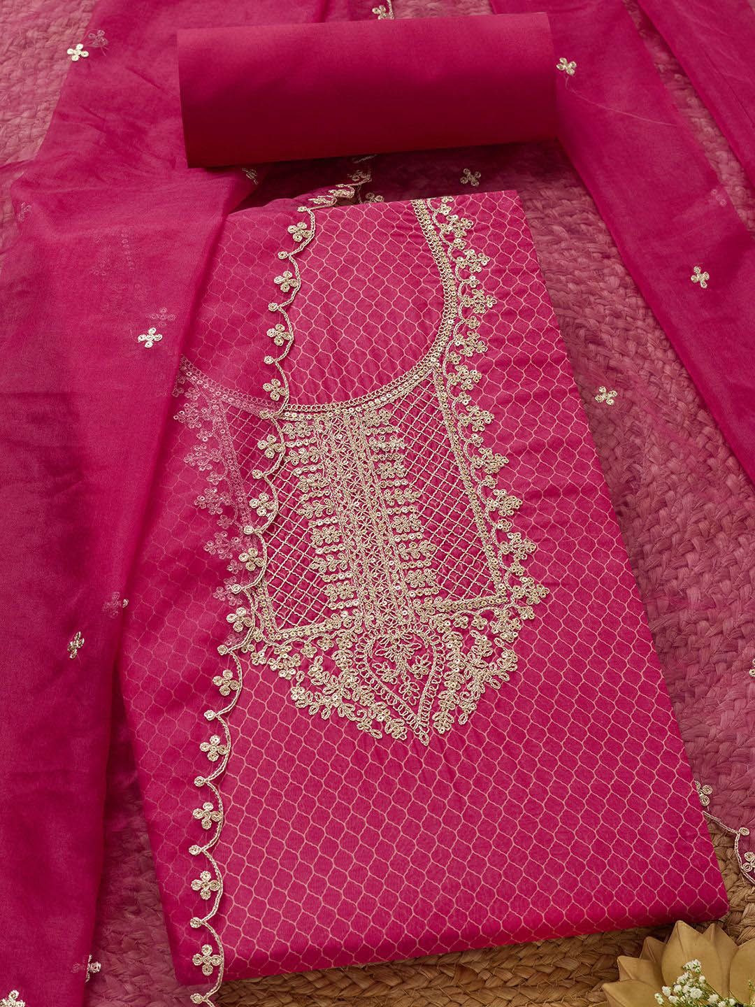 Soch Printed Organza Unstitched Dress Material-picture-30