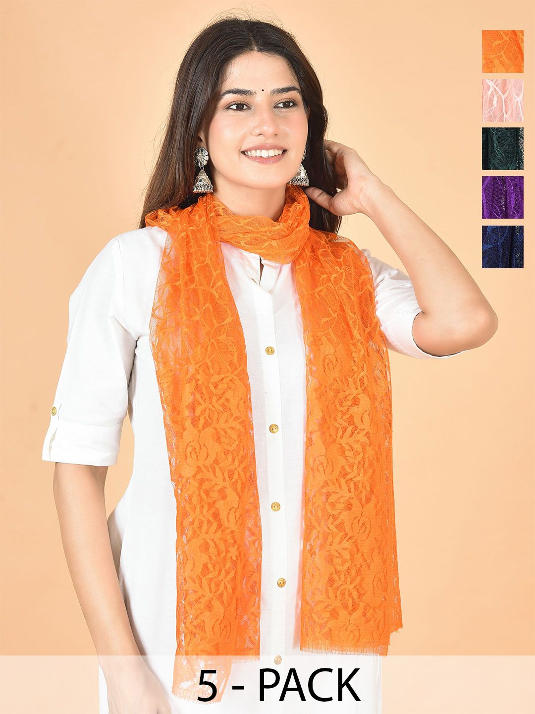 Nakoda Creation Selection Of 5 Floral Self Design Net Dupattas-picture-24