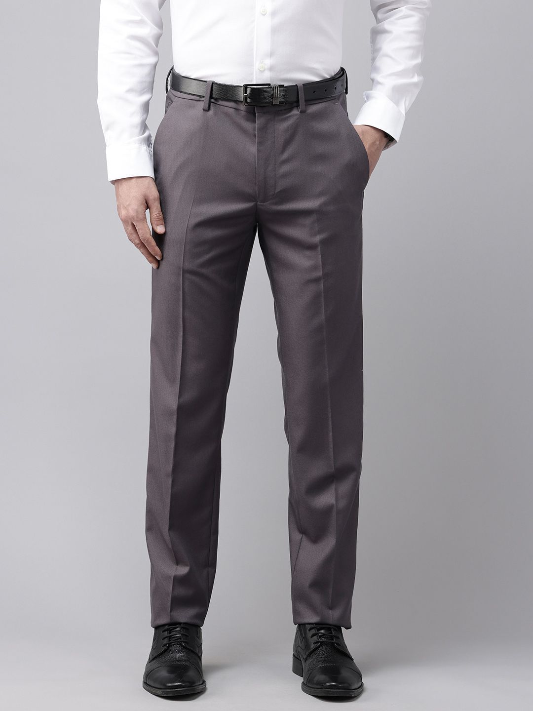 Van Heusen Men Slim Fit Textured Formal Trousers-picture-43