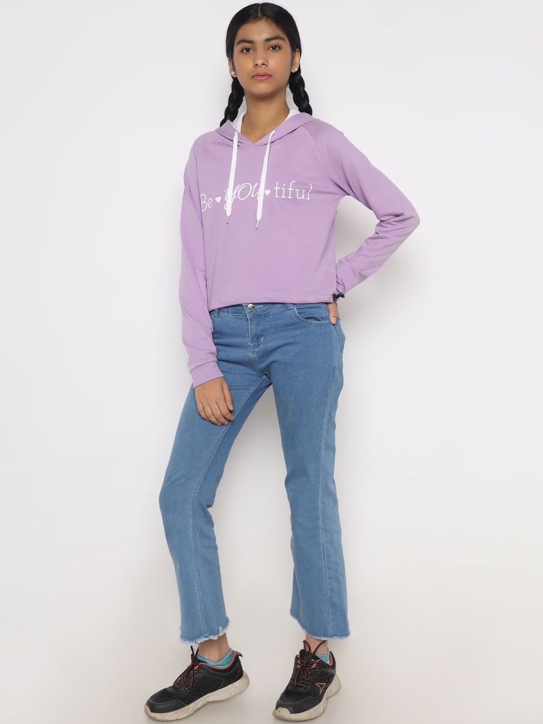 TotzTouch Girls Blue & Purple Pack Of 2 Printed Hooded Sweatshirt-picture-11