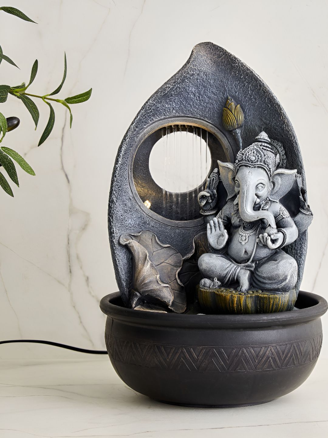 Home Centre Alpine Modern Grey Textured Ganesha Water Fountain-image-46