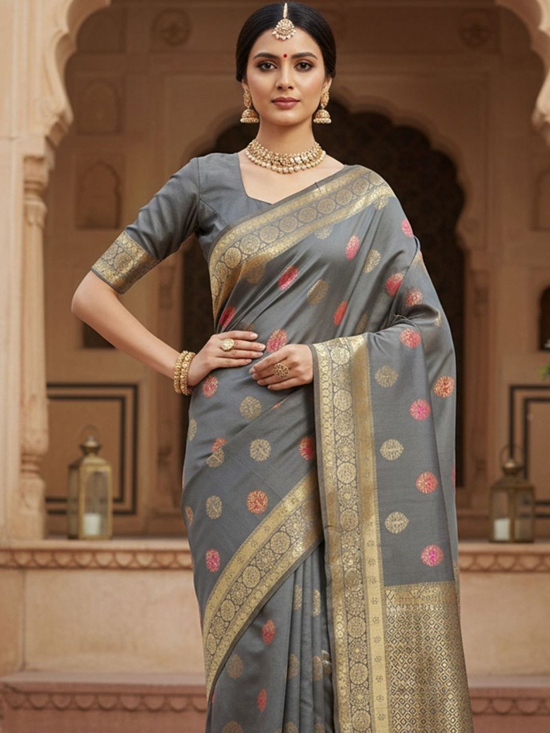 Anouk Rustic Ethnic Motifs Woven Design Zari Banarasi Saree-picture-33