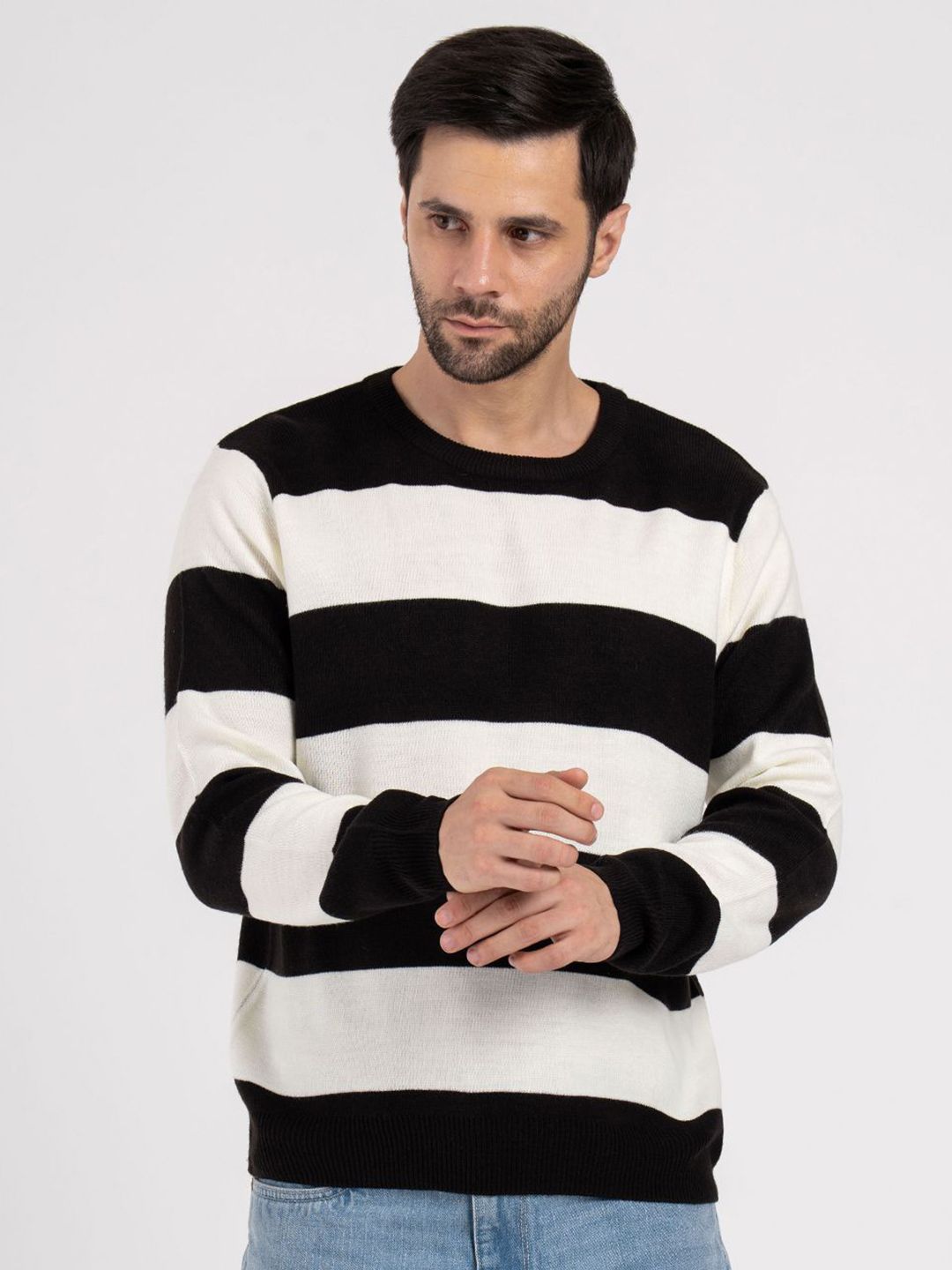 Red Tape Men Striped Round Neck Long Sleeves Pullover-picture-28