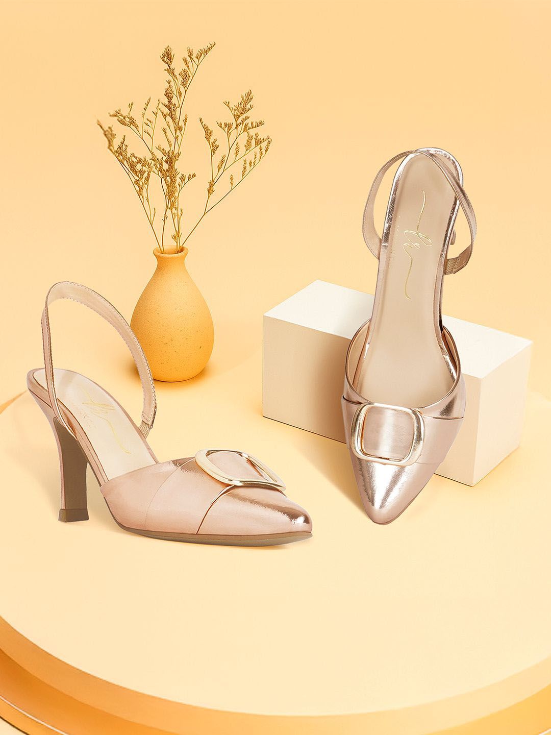 London Rag Women Pointed Toe Kitten Heels Pumps With Buckles-picture-37