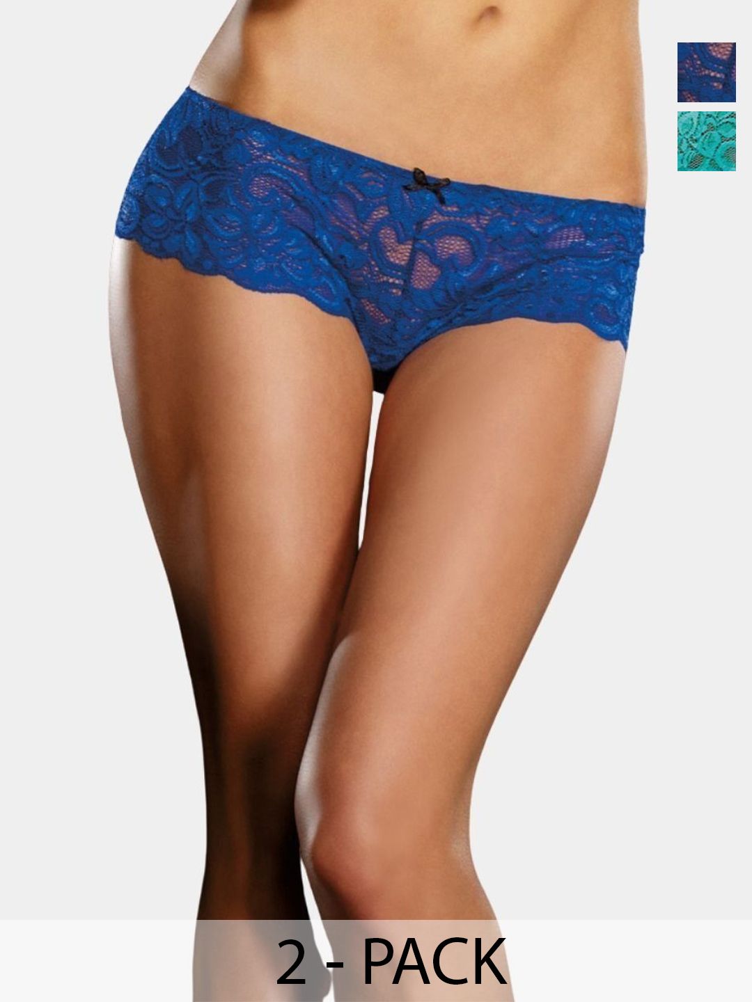 XENZA Pack Of 2 Mid-Rise Self-Designed Bikini Briefs - XN-2C-05338-LBL-RBL-image-20