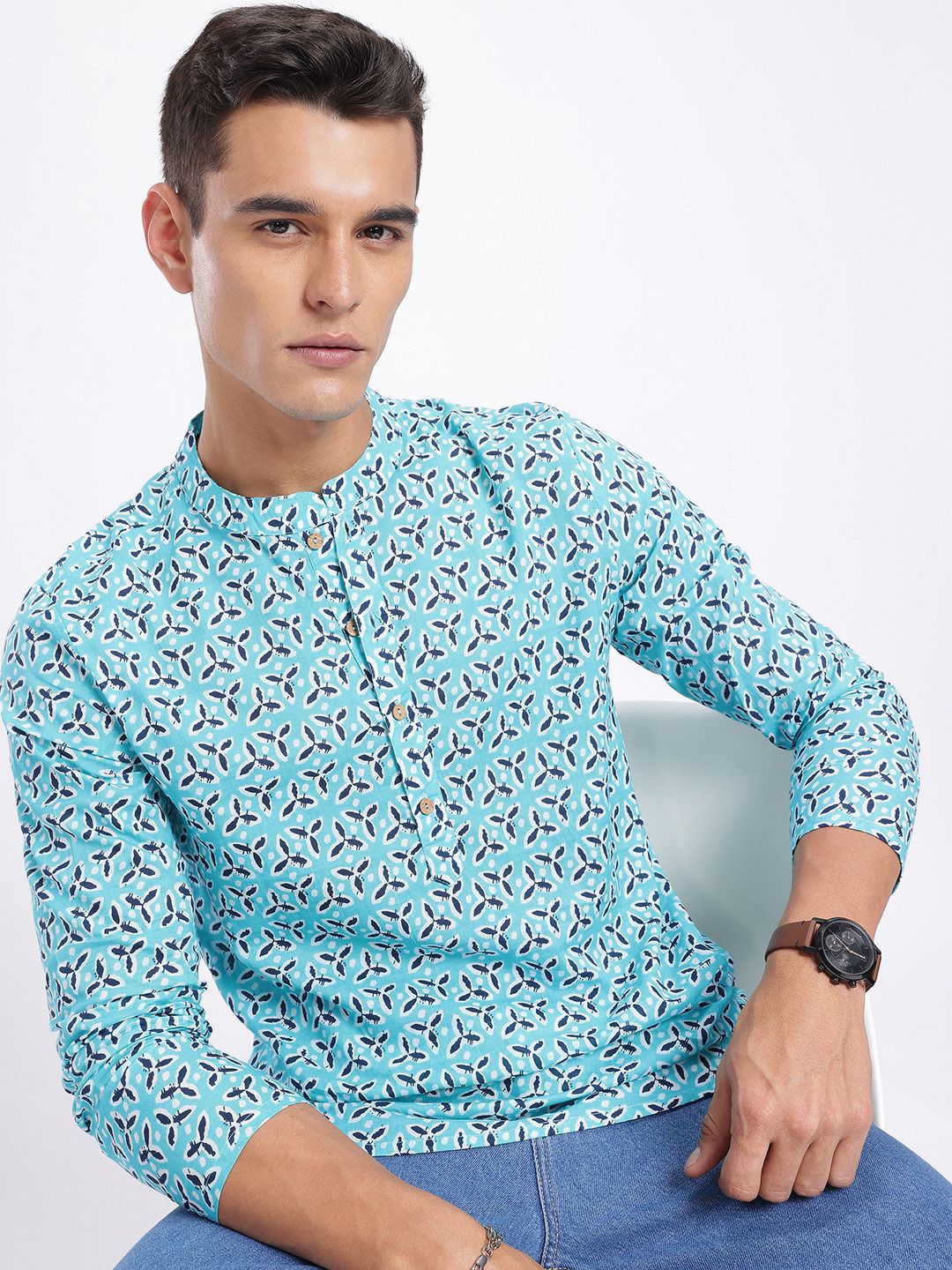Anouk Rustic Band Collar Floral Printed Kurta-picture-16