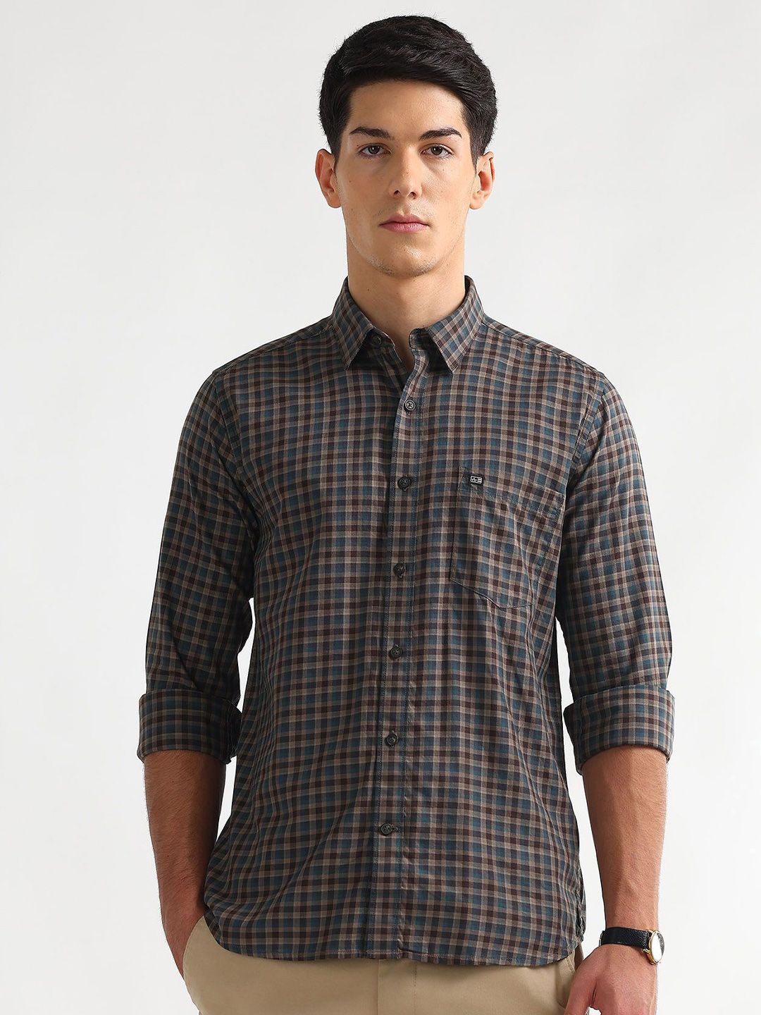 Arrow Sport Men Slim Fit Checked Casual Cotton Shirt-picture-31