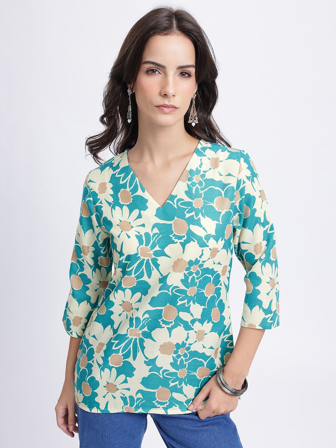 Anouk Rustic Floral Printed V-Neck Kurti-picture-33