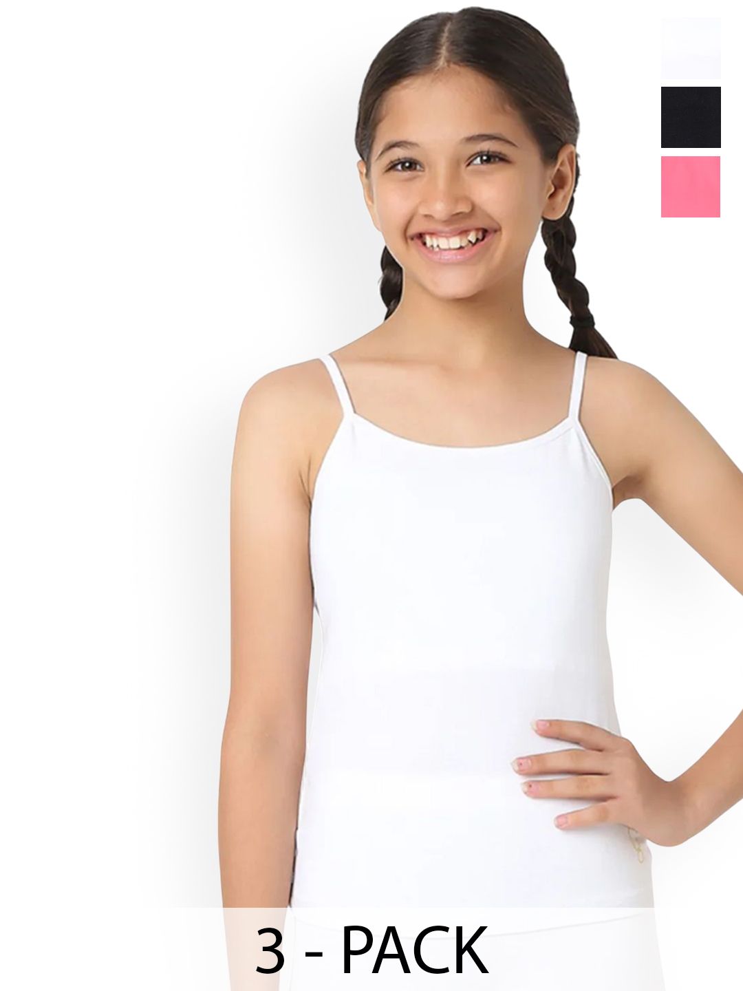 You Got Plan B Girls Pack Of 3 Lightly Padded Camisoles-picture-18