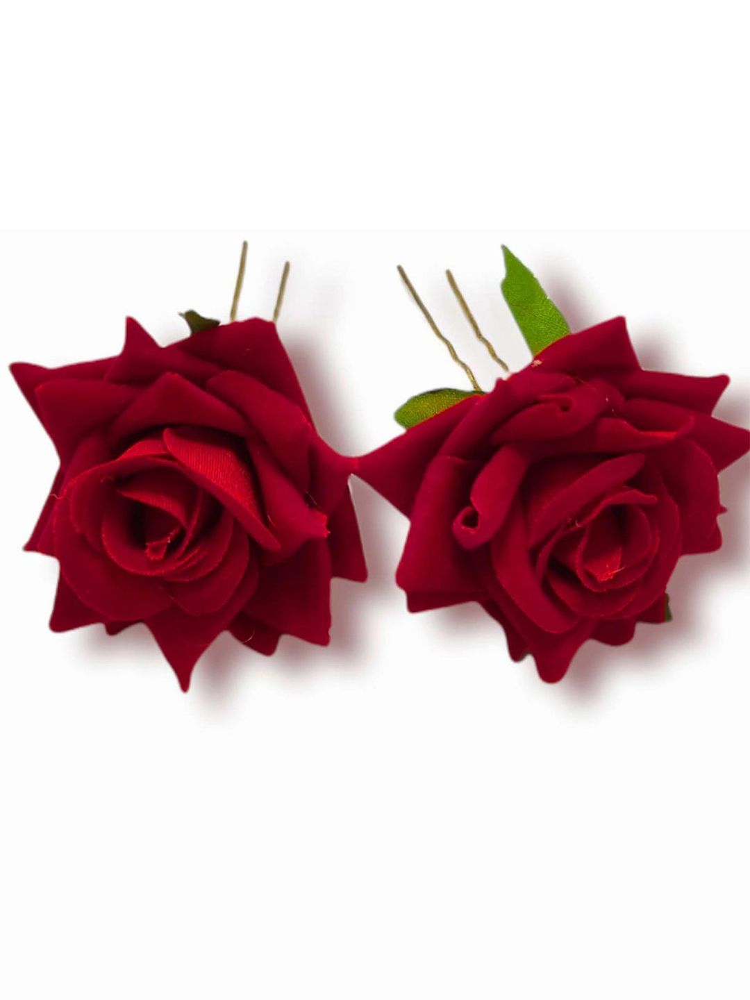DN Creation Women Set of 2 Rose Artificial Flowers Bun Juda U Pins-image-18