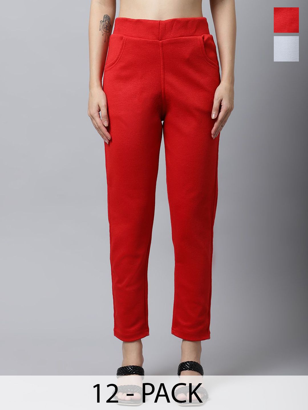 LEGITLOOKS Women Pack Of 2 Mid-Rise Regular Fit Trousers-picture-21