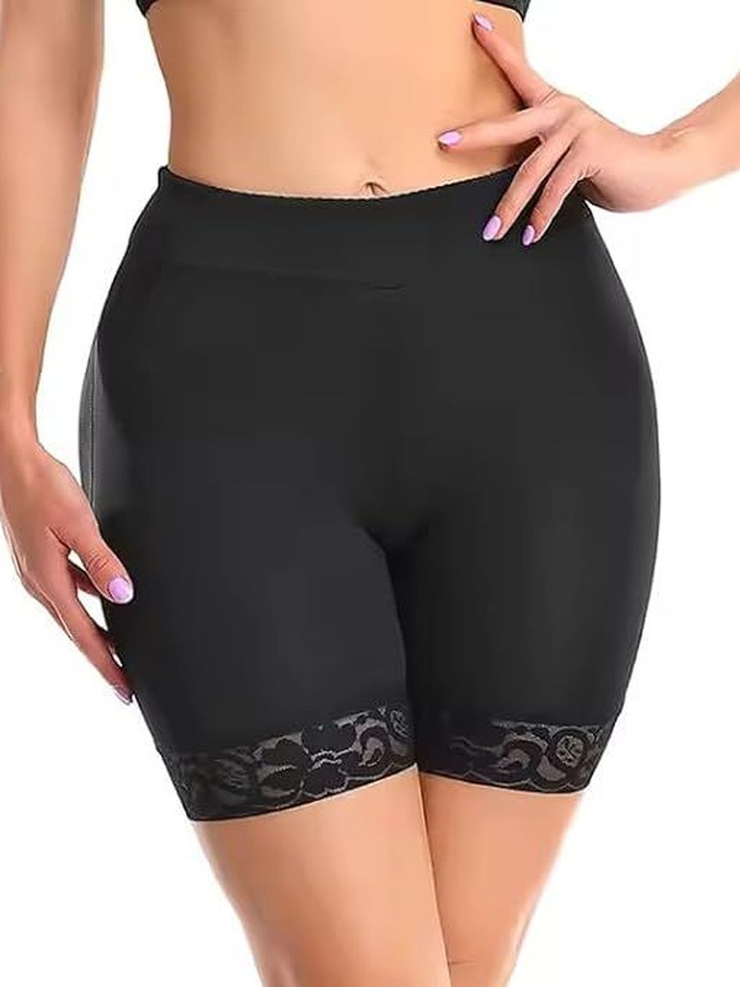 Eleg & Stilance Women Black Slim Fit High-Rise Yoga Shorts-picture-28